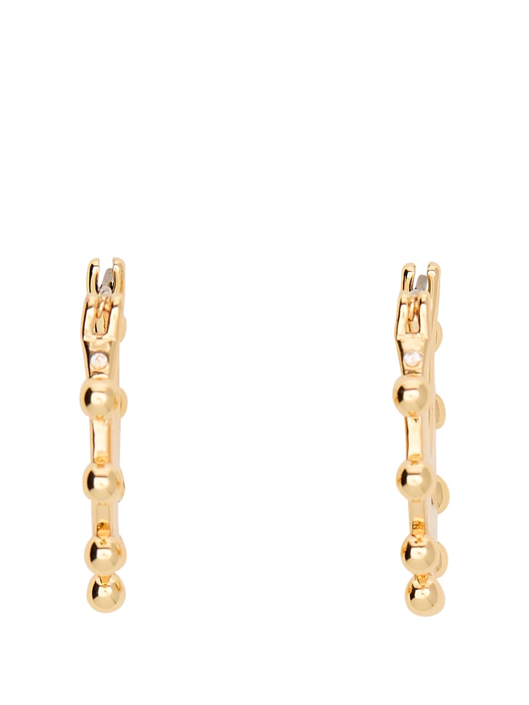 PINK Kleine goldfarbene Creolen mit Perlen, Gold, offModelBack, 4 of 4