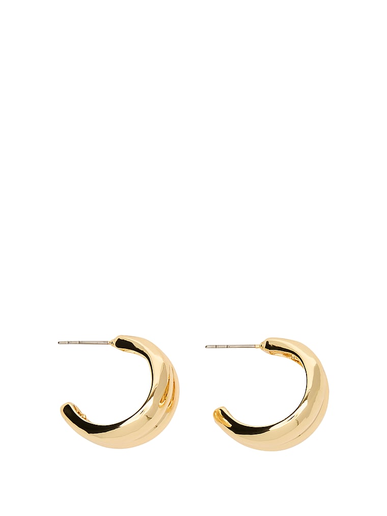 PINK Kleine goldfarbene, verdrehte Creolen, Gold, offModelBack, 3 of 4