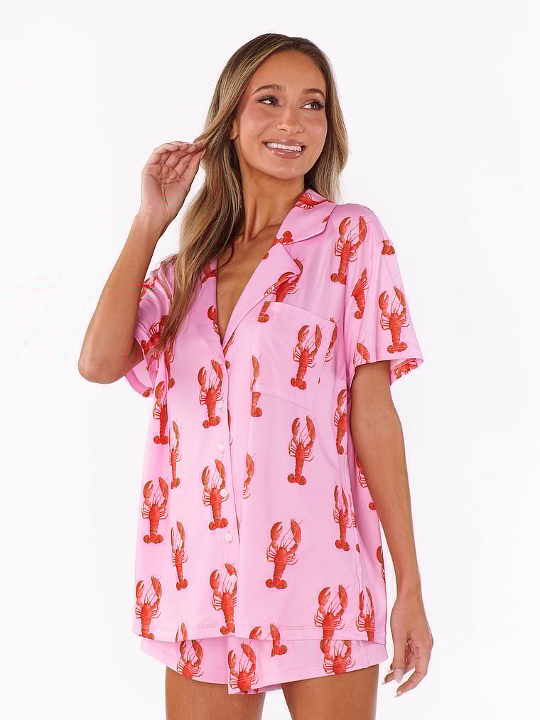 Victoria's Secret, Show Me Your Mumu Sunday Morning PJ Set, Pink Lobster Jersey, onModelFront, 1 of 3