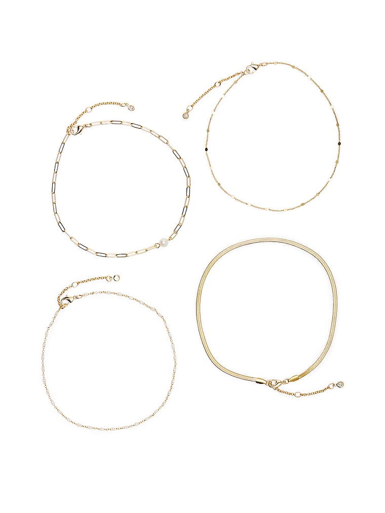 PINK Set mit goldfarbener Glieder-Halskette im Choker-Design, Gold, onModelFront, 1 of 3