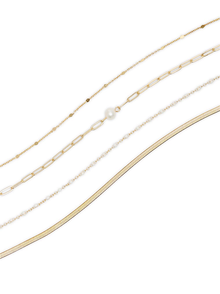 PINK Set mit goldfarbener Glieder-Halskette im Choker-Design, Gold, onModelBack, 2 of 3