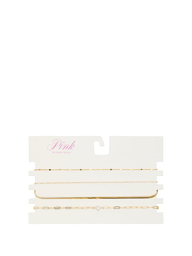 PINK Set mit goldfarbener Glieder-Halskette im Choker-Design, Gold, offModelFront, 3 of 3