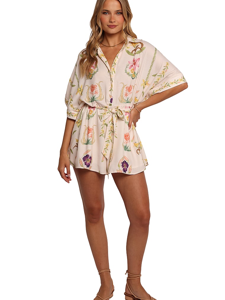 Victoria's Secret, Petal & Pup Loisa Kurzer Overall, Creme, detail, 4 of 4