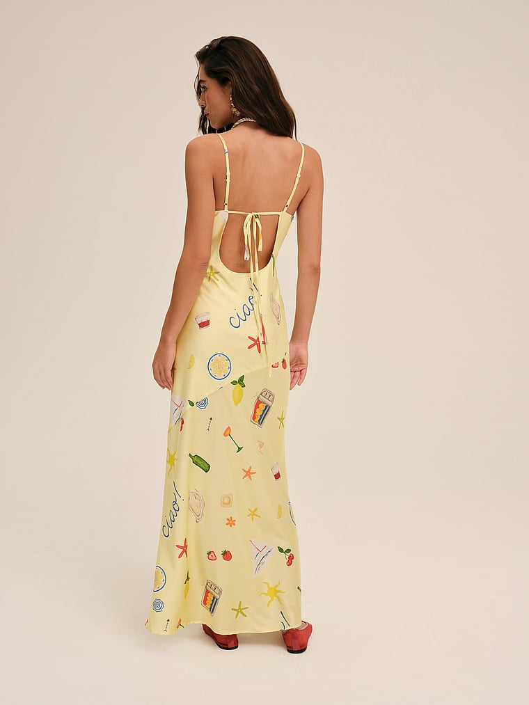 Victoria's Secret, For Love & Lemons Huda Maxikleid, Gelb, onModelBack, 2 of 4