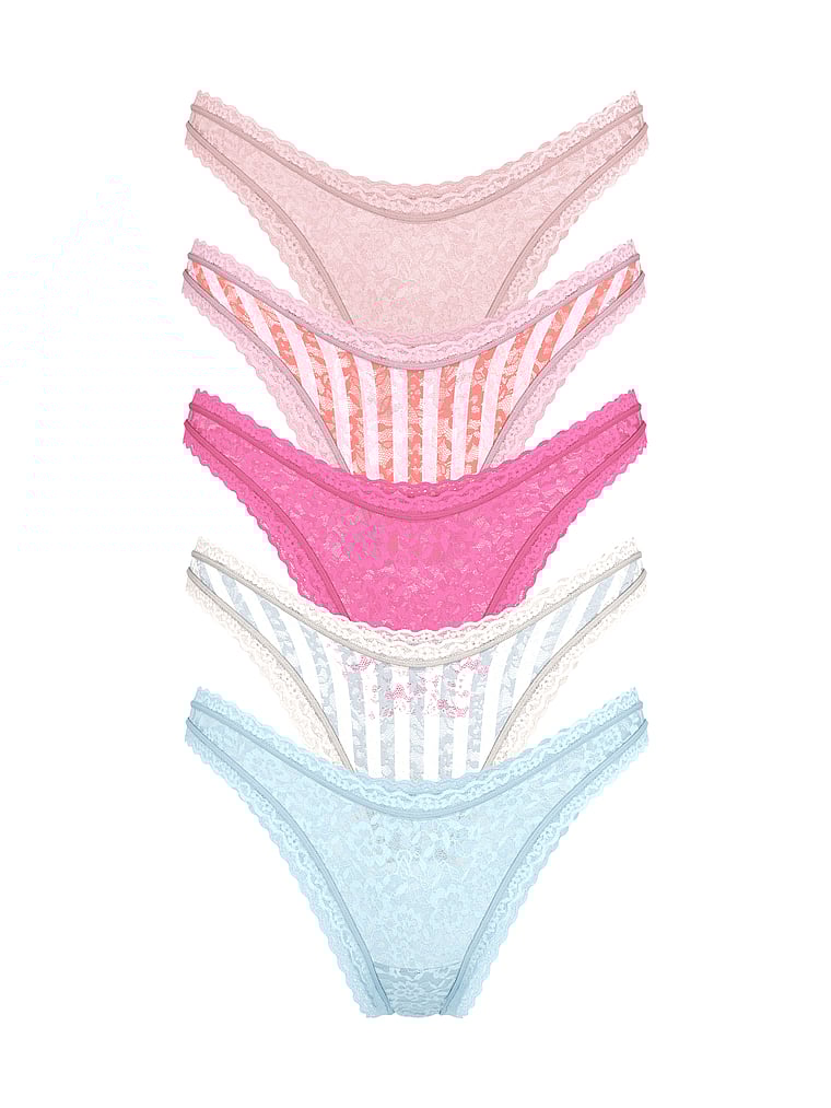 Victoria's Secret, Victoria's Secret 5-Pack Lacie Brazilian Panties, Multi, offModelFront, 1 of 2