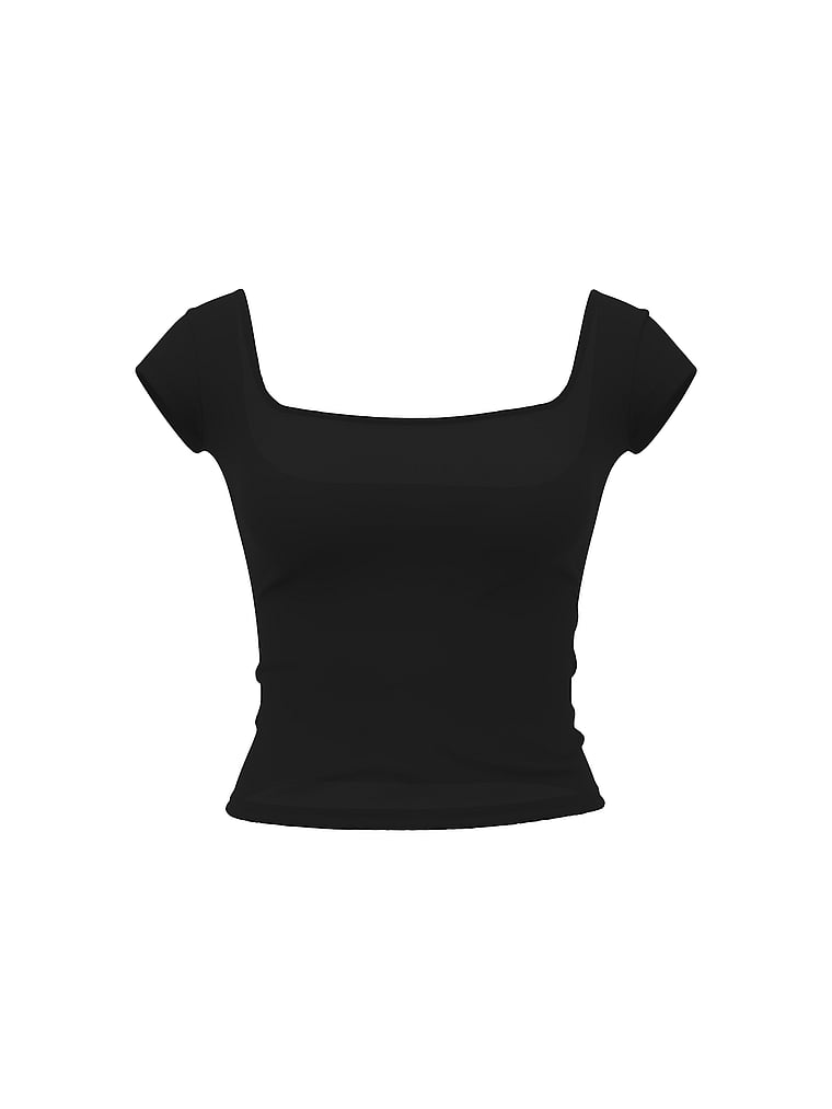 PINK Base Stretch T-Shirt mit Flügelärmeln, Reines Schwarz, digitalOffModelFront, 3 of 3