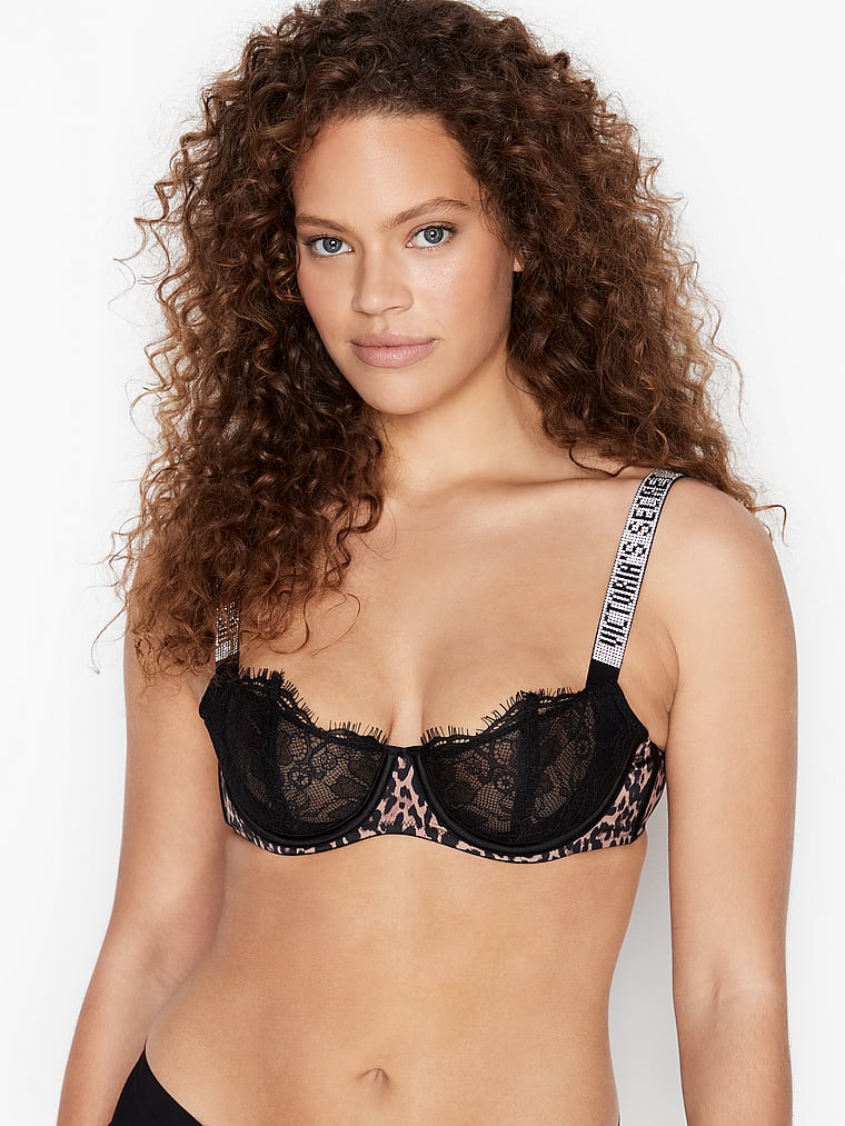 Victoria's Secret, Very Sexy Wicked Unlined Shine Strap Balconette Bra, onModelFront, 1 of 4