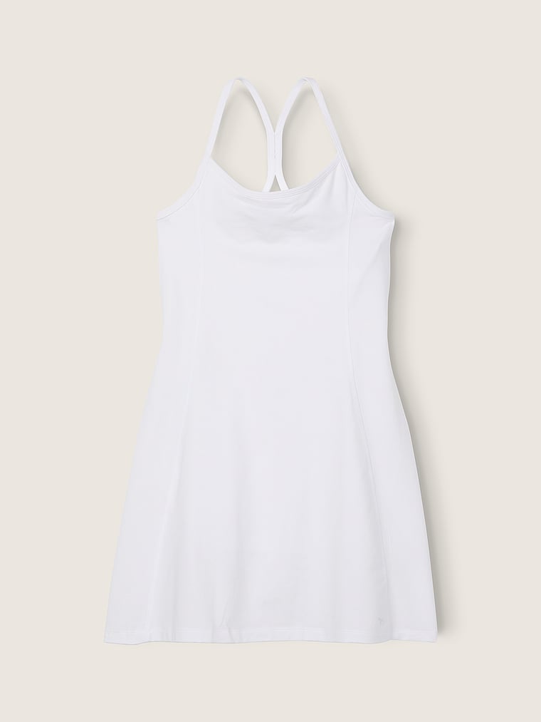 PINK Cotton Active Dress, Optic White, offModelFront, 4 of 5
