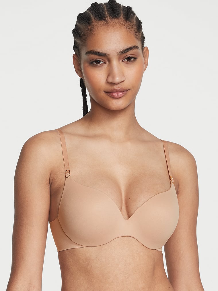 Victoria's Secret, Incredible by Victoria’s Secret Light Push-Up Perfect Shape Bra, Praline, onModelFront, 1 of 3 Anyeline is 5'10" or 178cm and wears 34B