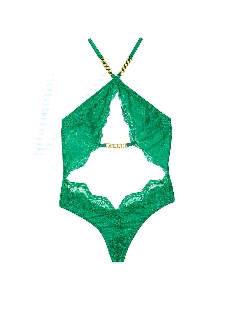 Victoria's Secret, Very Sexy Hochgeschlossener Spitzenbody mit Kettendetails, offModelFront, 3 of 3