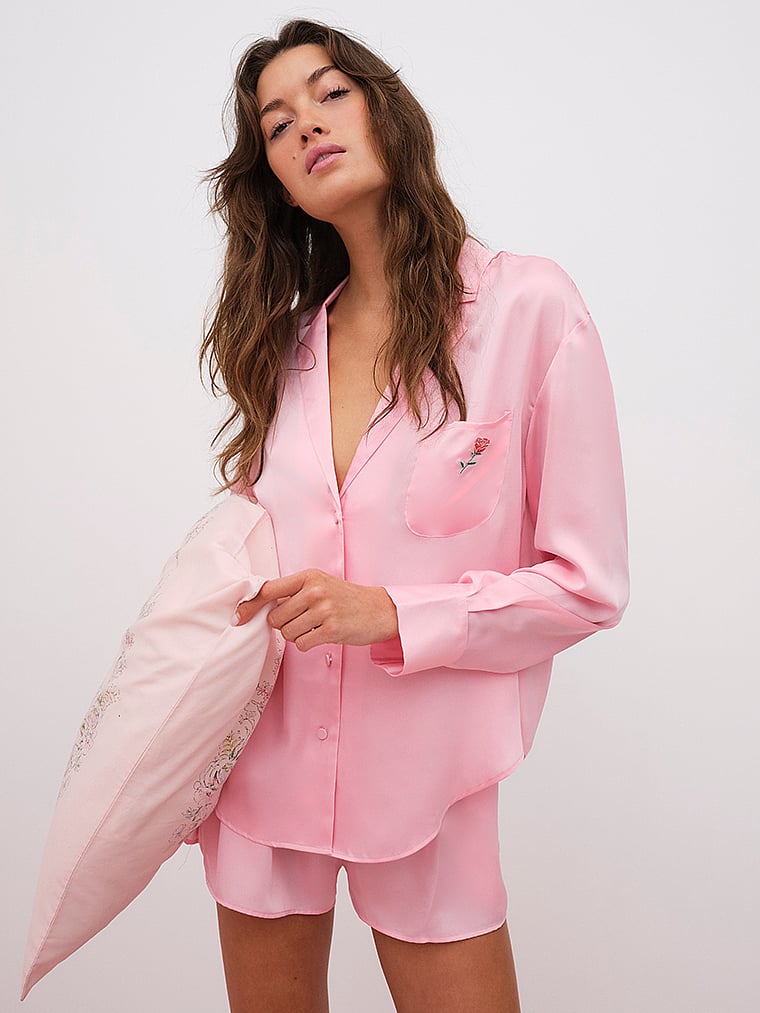 Victoria's Secret, For Love & Lemons Everyday Pyjama-Shorts, Hellrosa, offModelBack, 5 of 5