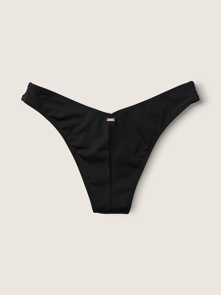PINK Knappe Bikinihose mit V-Design vorne, Reines Schwarz, offModelBack, 4 of 7