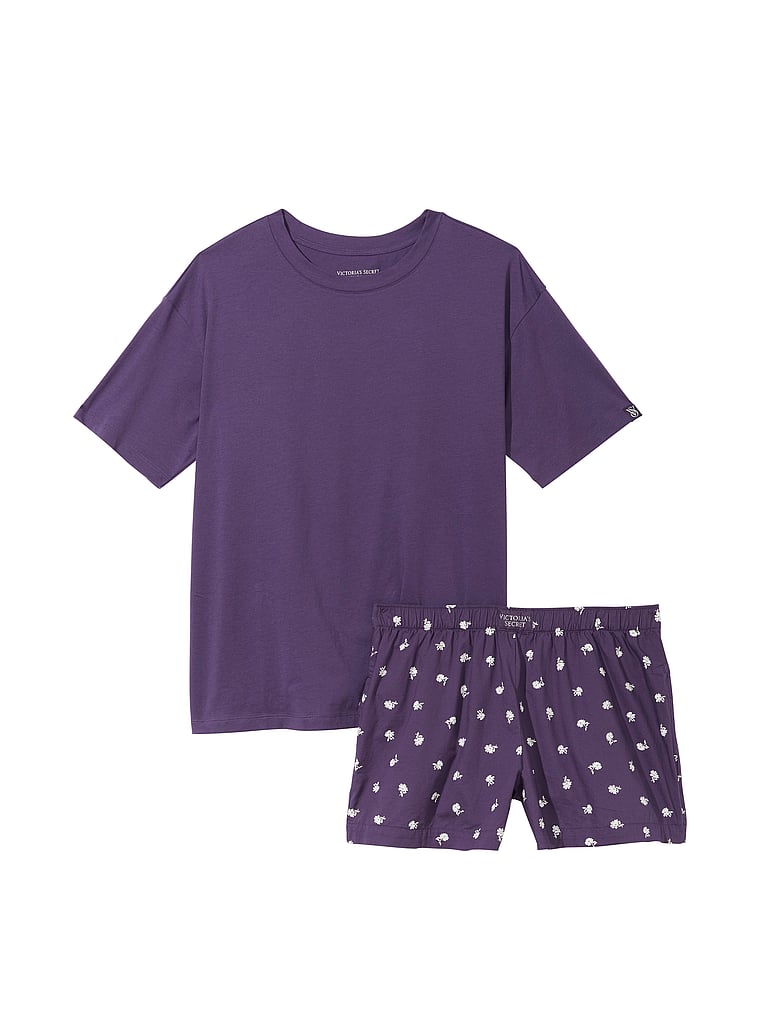 Victoria's Secret, Victoria's Secret Pyjama mit T-Shirt und Baumwoll-Shorts, offModelFront, 3 of 4