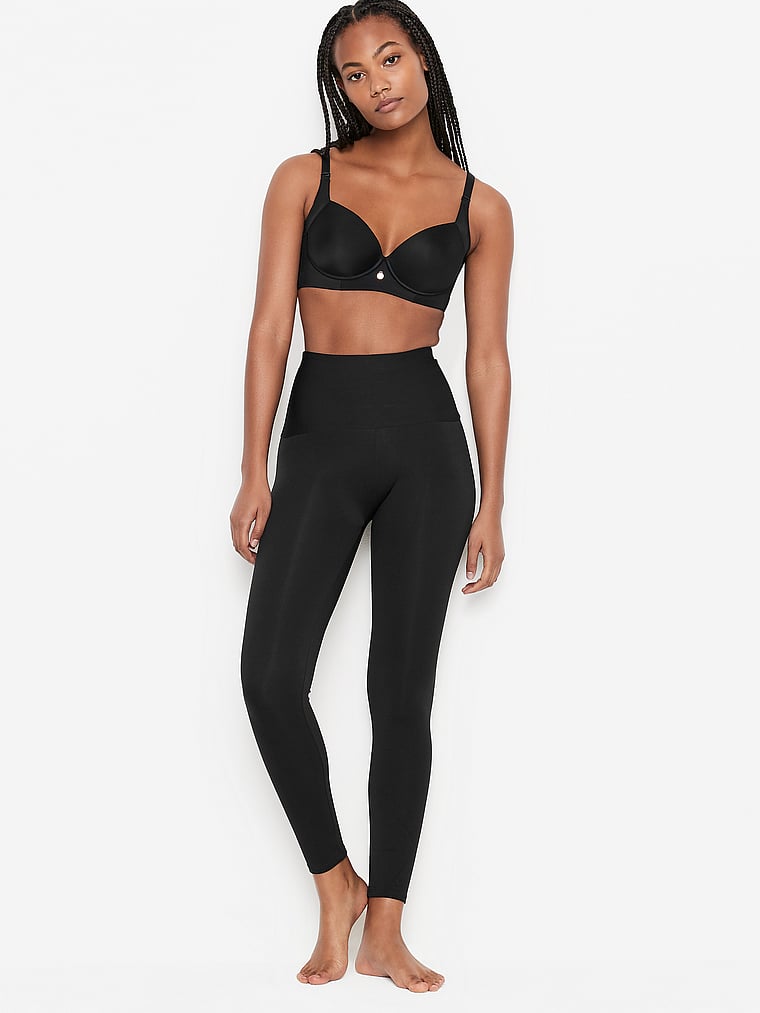 Victoria's Secret, Leonisa Shapewear Moderate Compression Butt Lifter Leggings, Black, onModelSide, 1 of 7