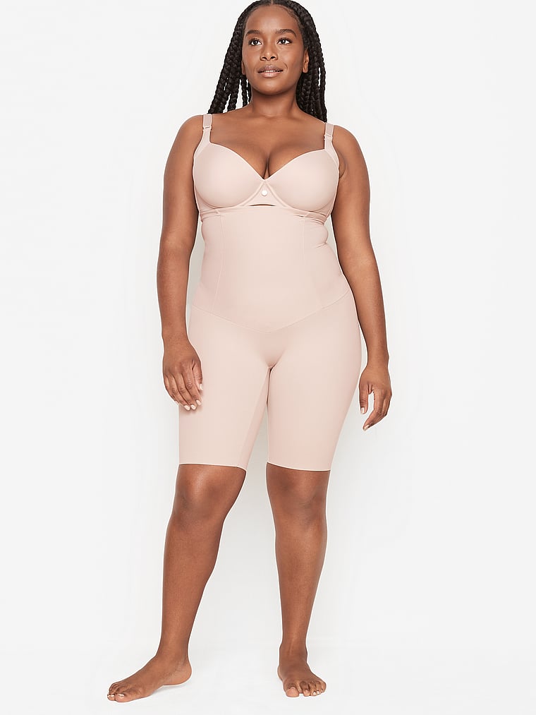 Victoria's Secret, Leonisa Shapewear Extra High-Waisted Firm Compression Shorts, Beige, onModelFront, 5 of 6