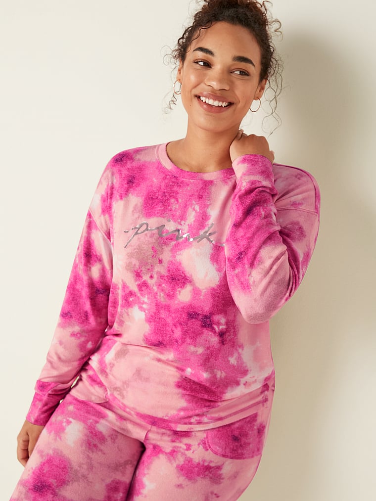 PINK Kuscheliges, langärmliges Schlafshirt, onModelFront, 1 of 4