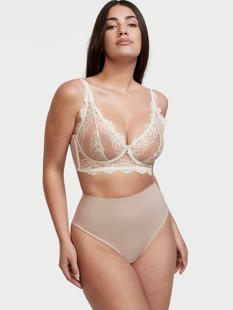 Victoria's Secret, Leonisa Shapewear Seamless Thong Contouring Panty, Beige, onModelFront, 4 of 5