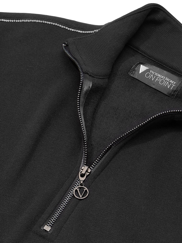Victoria's Secret, Victoria's Secret Baumwoll-Fleece mit Stehkragen und kurzem Reißverschluss, detail, 5 of 5