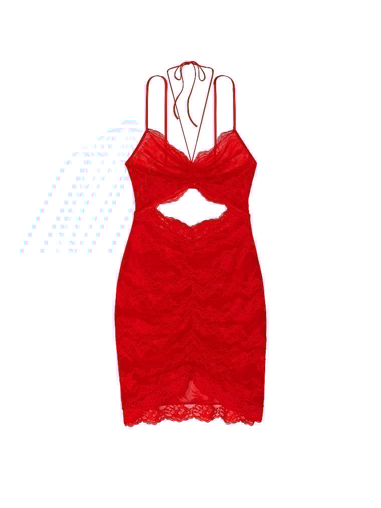 Victoria's Secret, Victoria's Secret Minikleid mit geraffter Spitze und Zierausschnitt​​​​​​​, offModelFront, 3 of 3
