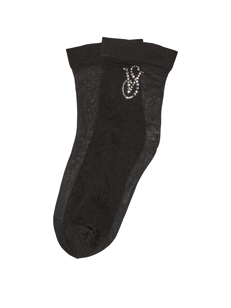 Victoria's Secret, Very Sexy Sheer Crystal Elegante Socken mit Logo, offModelFront, 4 of 5