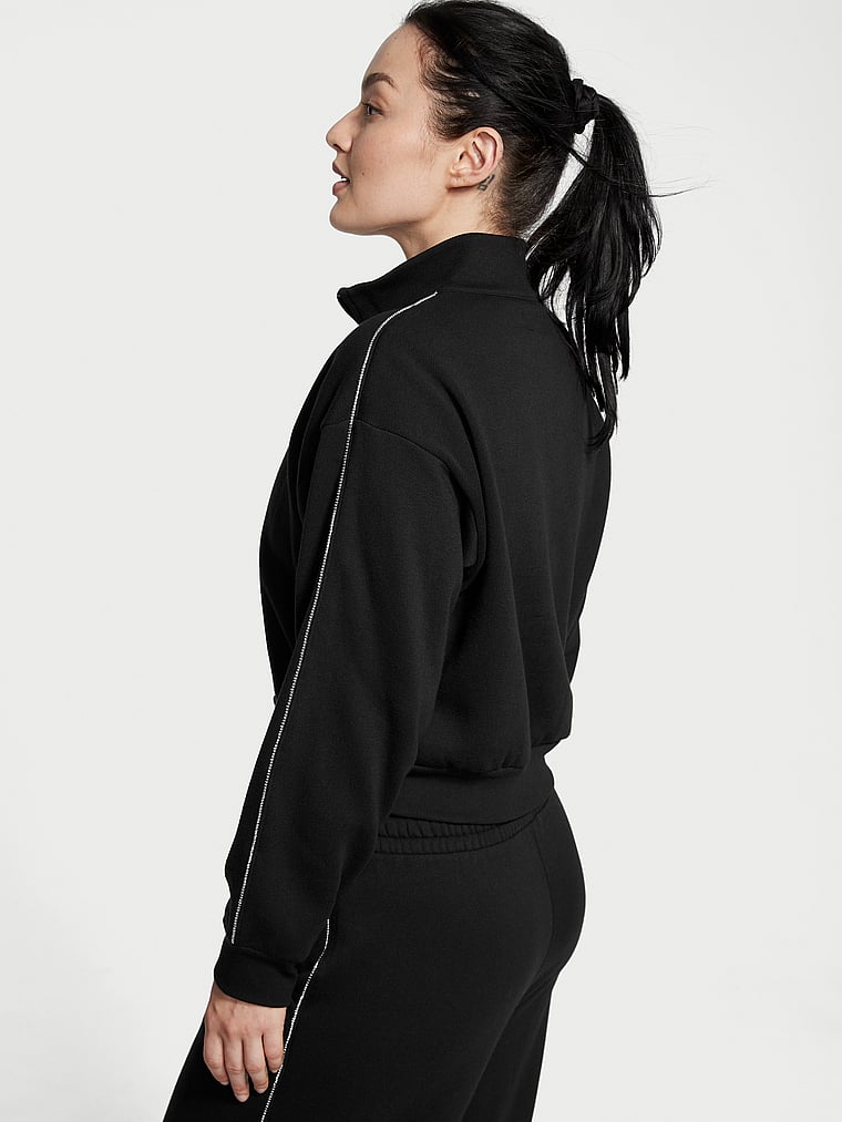 Victoria's Secret, Victoria's Secret Baumwoll-Fleece mit Stehkragen und kurzem Reißverschluss, onModelBack, 2 of 5