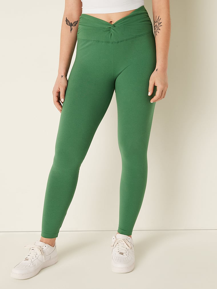 PINK Leggings aus Baumwolle mit gedrehtem Taillenbund, onModelFront, 1 of 4