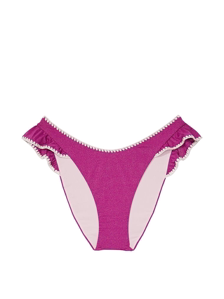 Victoria's Secret, Victoria's Secret Swim Cheeky-Bikinihose mit Rüschen und Häkelbordüre, offModelFront, 3 of 3