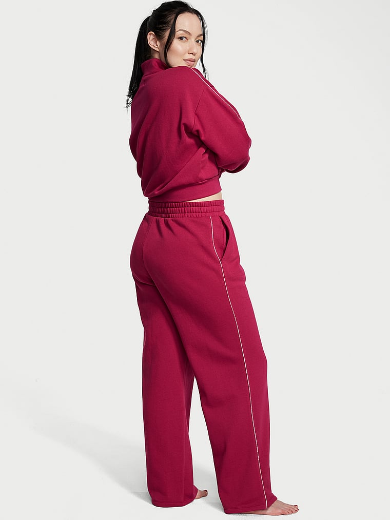 Victoria's Secret, Victoria's Secret Freizeithose aus Baumwollfleece mit weitem Bein, onModelBack, 2 of 5