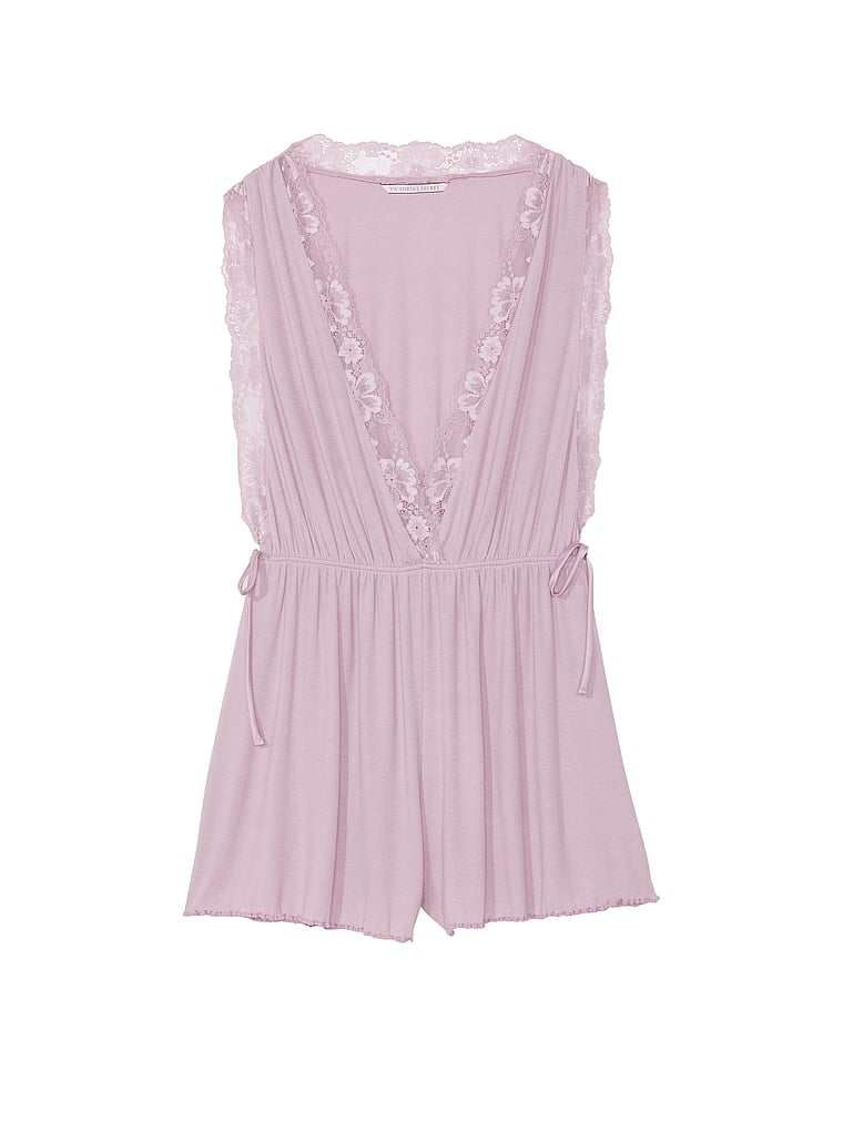 Victoria's Secret, Victoria's Secret Gerippter Einteiler mit Spitzenbesatz, offModelFront, 3 of 3