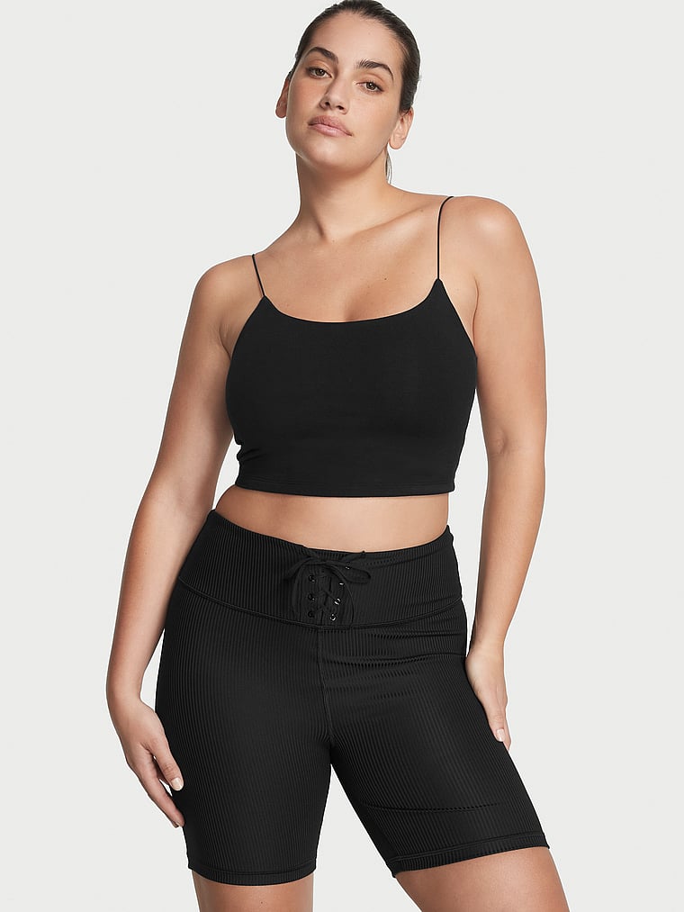 Victoria's Secret, VSX 7" Basic-Radlerhose mit Schnürung und hoher Taille, onModelFront, 1 of 3