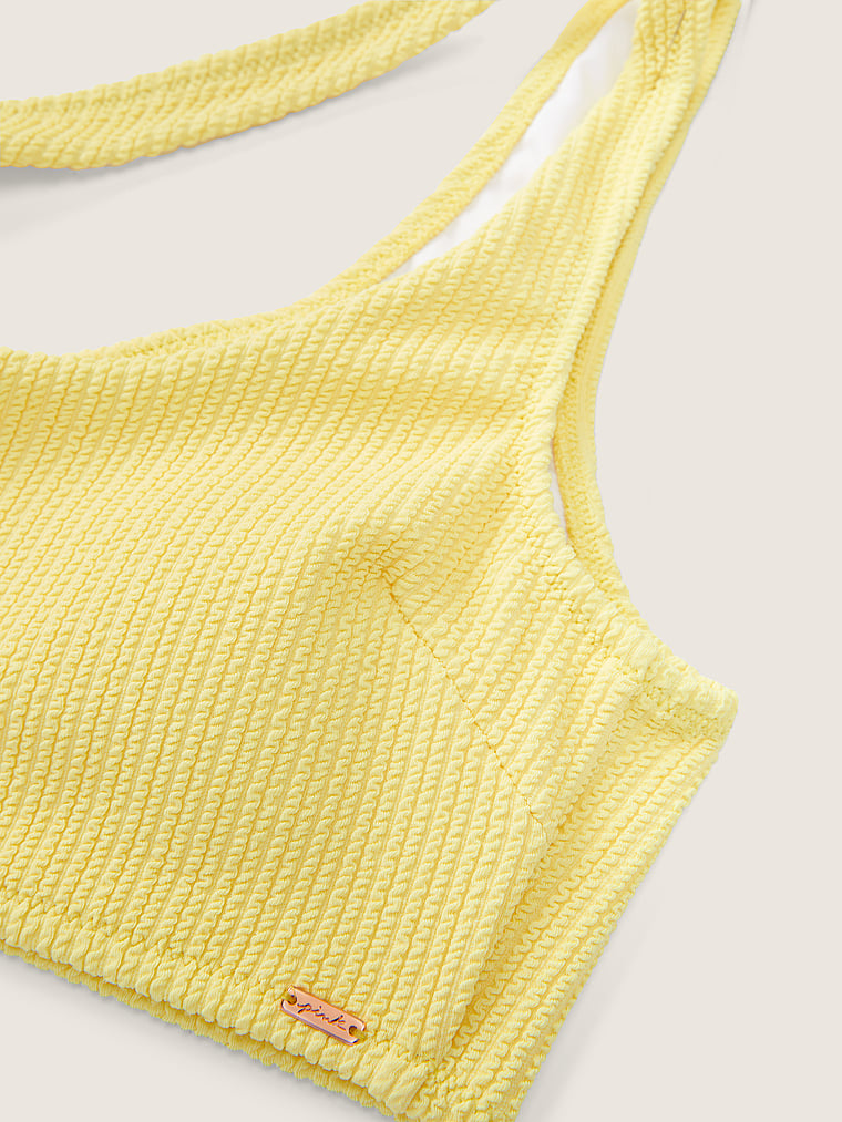 PINK Bikinioberteil mit One-Shoulder-Träger und Crinkle-Effekt, detail, 5 of 5