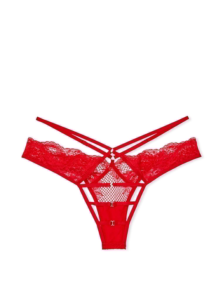 Victoria's Secret, Very Sexy Rückenfreies brasilianisches Höschen mit Fischnetzdesign und Blumenmuster, offModelBack, 4 of 4