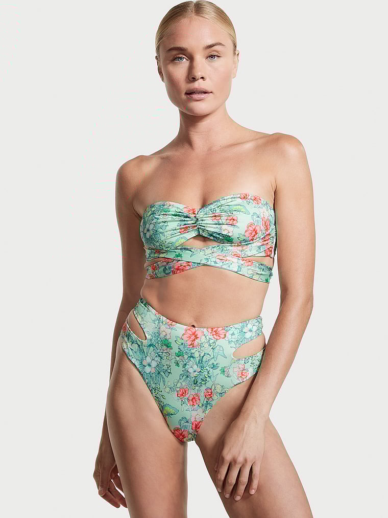 Victoria's Secret, Victoria's Secret Swim Cheeky-Bikinihose mit hohem Bund und Wickeldesign, onModelFront, 1 of 3