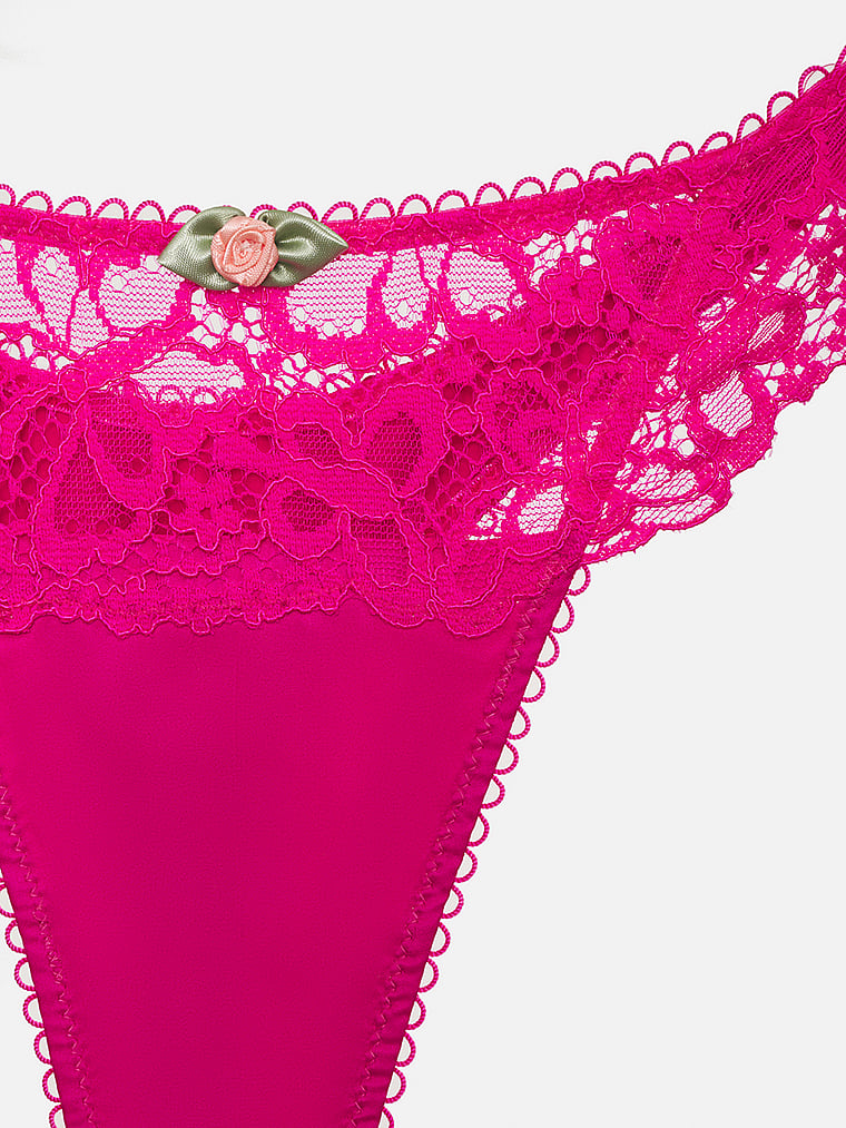 Victoria's Secret, For Love & Lemons String mit Schmetterlingsspitze, Hellrosa, offModelBack, 5 of 5