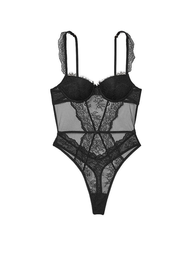 Victoria's Secret, Very Sexy Leicht gefütterter Halbschalen-Body aus Spitze, offModelFront, 3 of 3