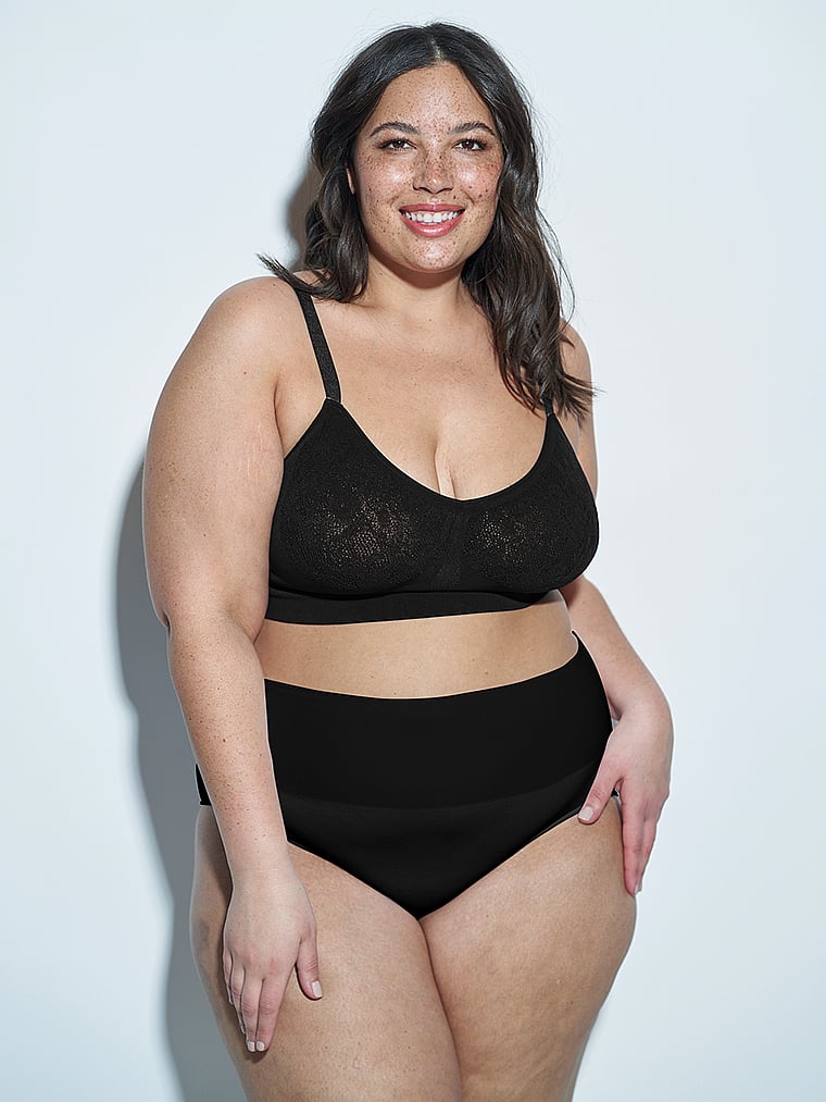 Victoria's Secret, MINDD Glättender Slip mit hohem Bund, Schwarz, onModelFront, 1 of 4