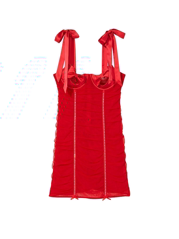 Victoria's Secret, Victoria's Secret Rüschen-Negligé mit offenen Körbchen, offModelFront, 4 of 4