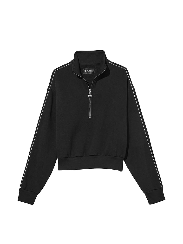 Victoria's Secret, Victoria's Secret Baumwoll-Fleece mit Stehkragen und kurzem Reißverschluss, offModelFront, 4 of 5