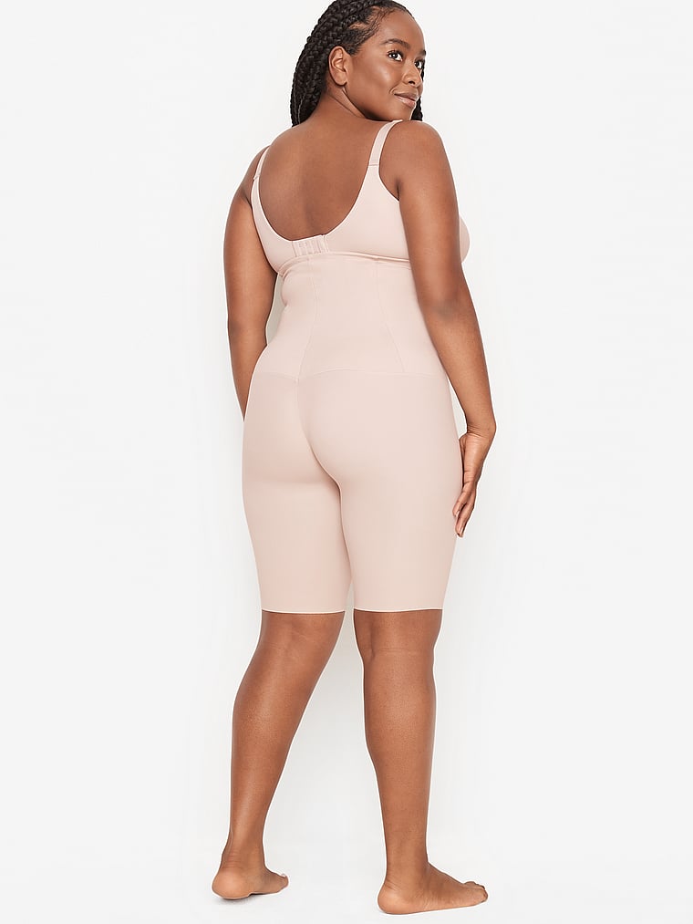 Victoria's Secret, Leonisa Shapewear Extra High-Waisted Firm Compression Shorts, Beige, onModelBack, 6 of 6