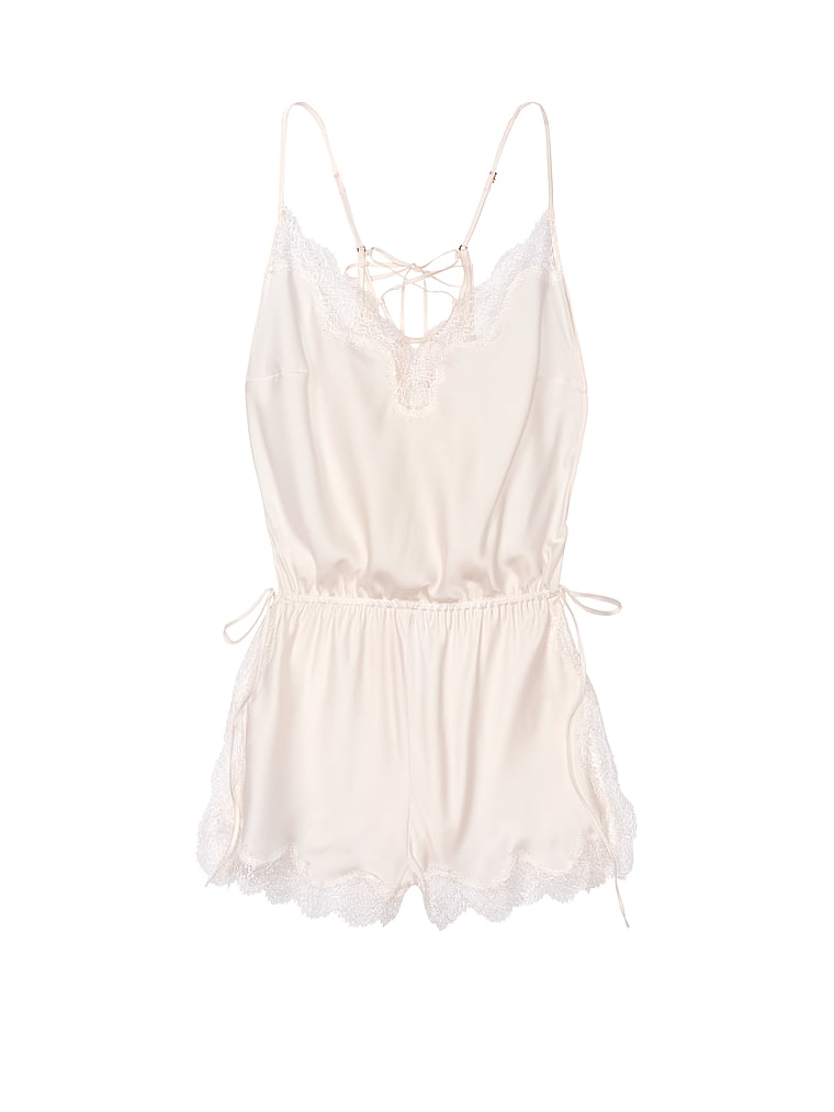 white silk romper