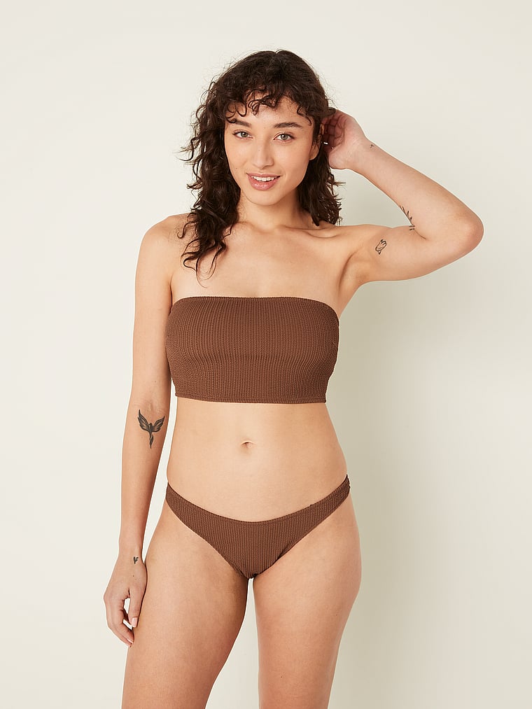 PINK Bandeau-Bikinioberteil mit Crinkle-Effekt, onModelFront, 1 of 6