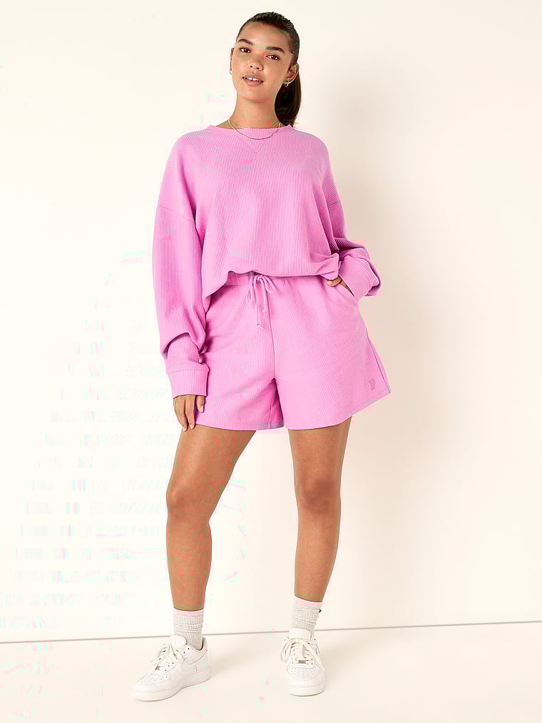 PINK Fleece-Sweatshirt mit Rundhalsausschnitt, onModelSide, 4 of 6