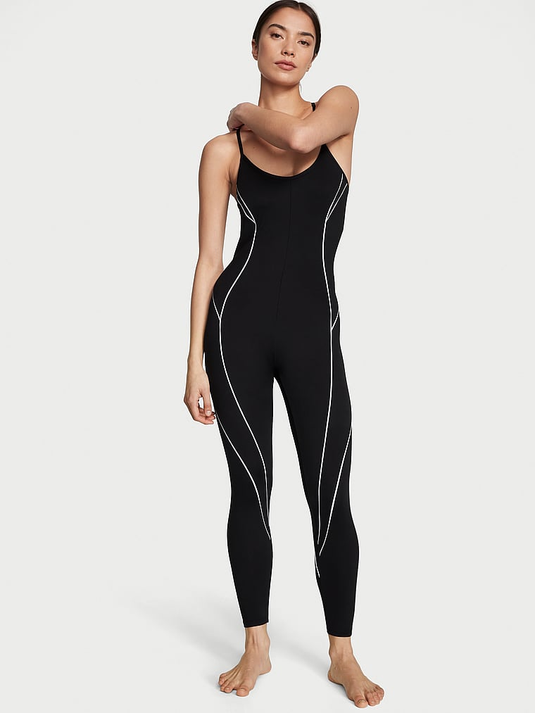 Victoria's Secret, VSX Essential Langer Body mit feinen Streifen, onModelFront, 1 of 3