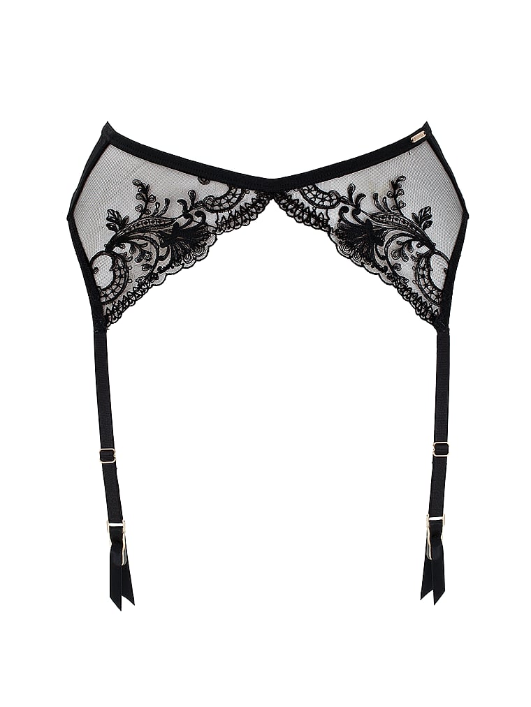 Victoria's Secret, BLUEBELLA Marseille Garter Belt, Black, offModelFront, 3 of 5