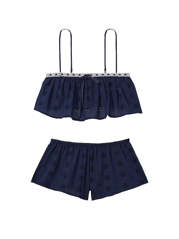 Victoria's Secret, Victoria's Secret Set mit Lochmuster, kurzes Trägertop und Shorts, offModelFront, 3 of 4