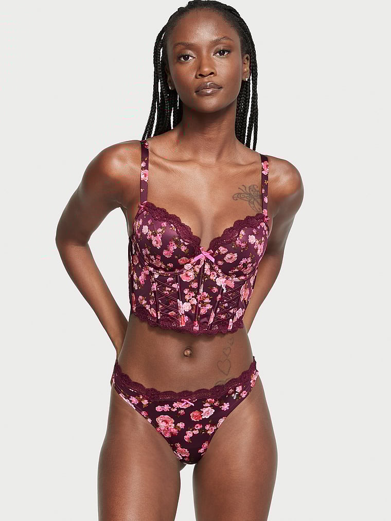 Victoria's Secret, Dream Angels Leicht gefüttertes Korsett-BH-Oberteil mit Schnürung, onModelSide, 3 of 4
