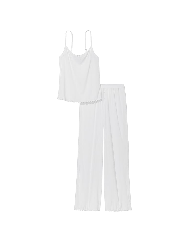 Victoria's Secret, Victoria's Secret Langer Pyjama mit Pointelle-Trägertop, offModelFront, 3 of 3