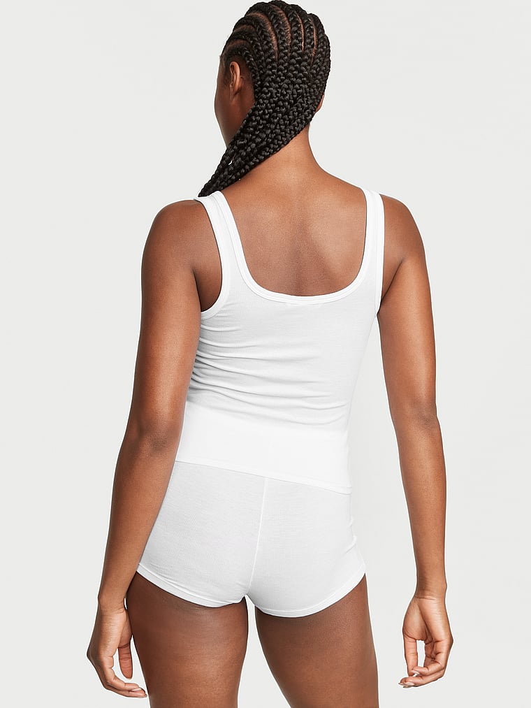 Victoria's Secret, Victoria's Secret Henley-Tanktop und Shorts aus geripptem Modal im Set, onModelBack, 2 of 3