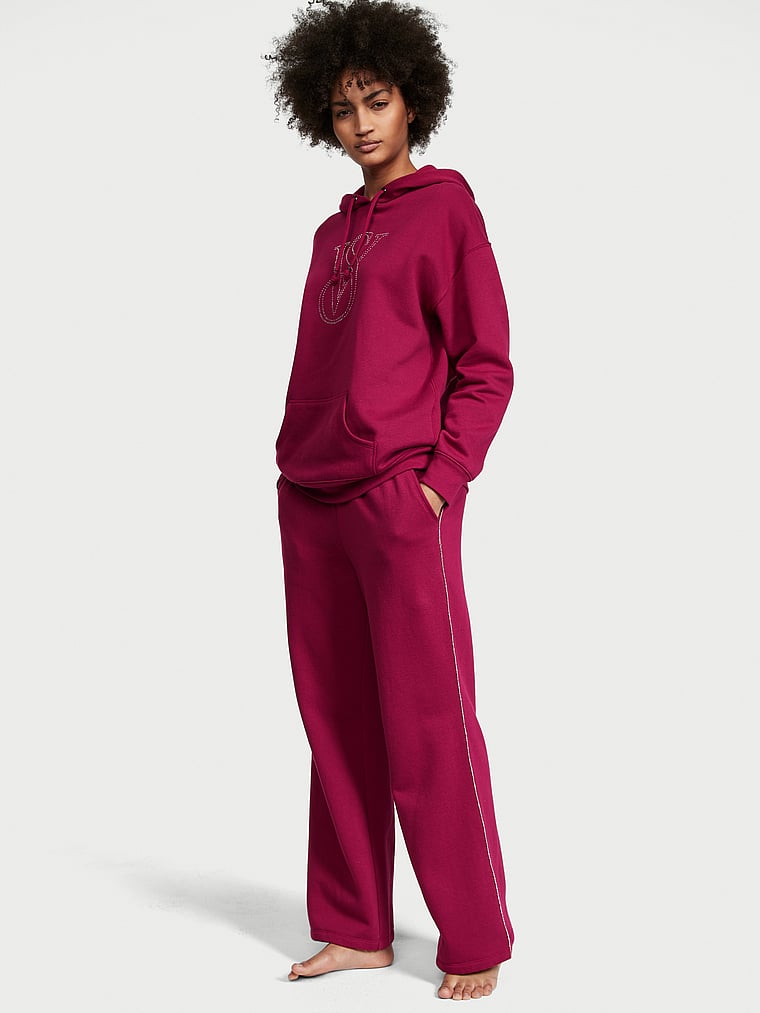 Victoria's Secret, Victoria's Secret Freizeithose aus Baumwollfleece mit weitem Bein, onModelSide, 3 of 5