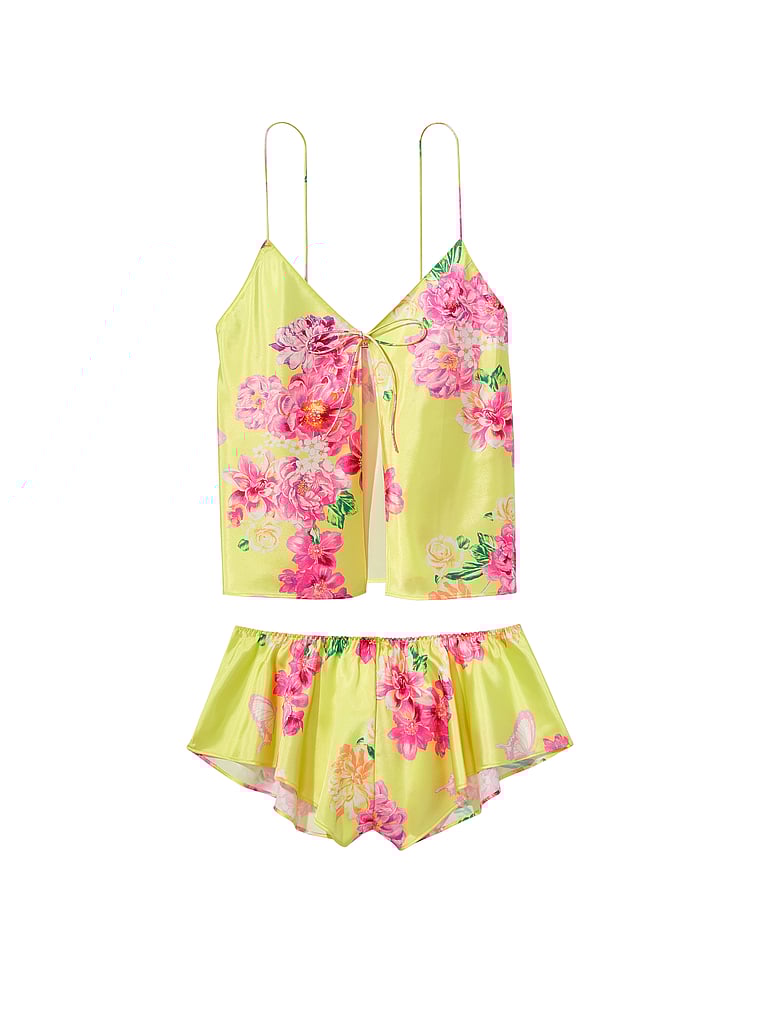 Victoria's Secret, Victoria's Secret Trägertop-Set aus Satin mit hohem Beinausschnitt, offModelFront, 3 of 3